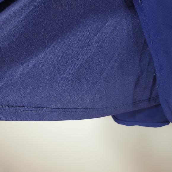 LULU'S navy blue bell sleeve genuine wrap lined flowy mini dress - Picture 9 of 13